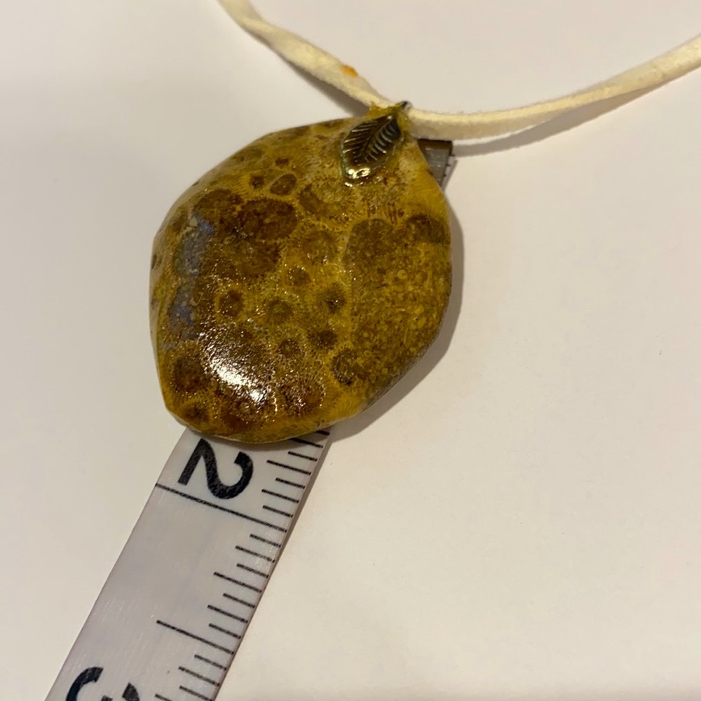 Petoskey Stone Fabric Chain 18” Necklace Jewelry - Picture 7 of 11